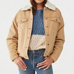 Women’s Faux shearling-trim corduroy/twill jacket